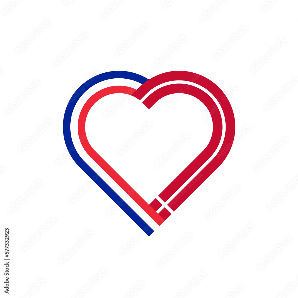 unity concept. heart ribbon icon of france and denmark flags. PNG