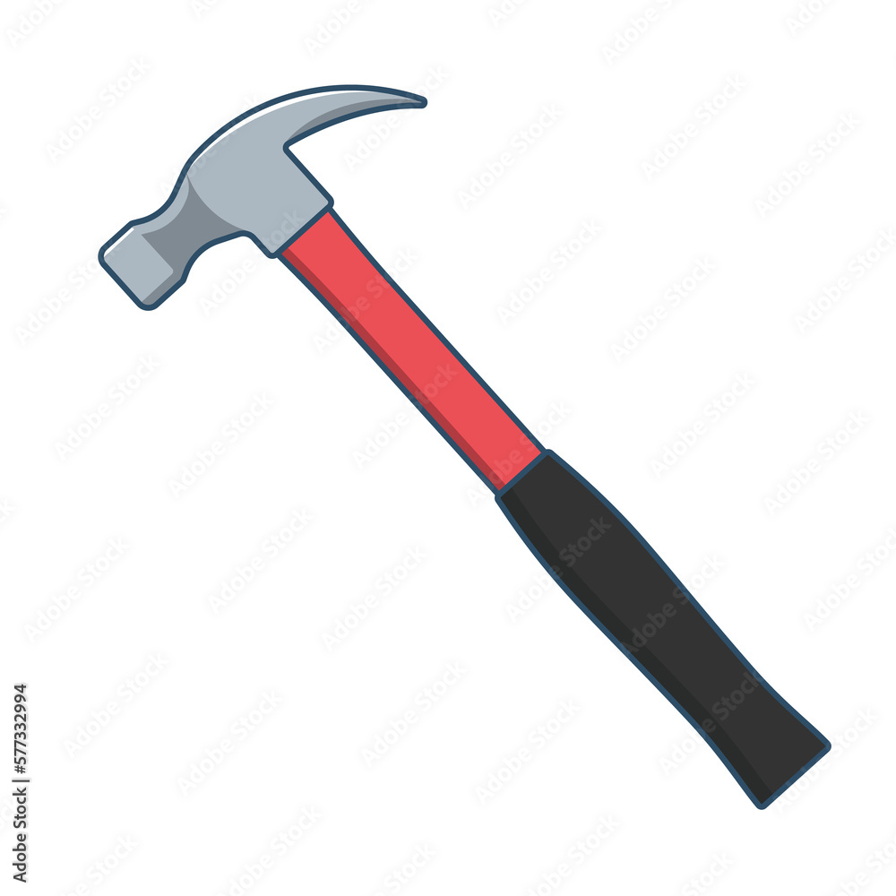 Red hammer. Illustration on transparent background Red hammer. Illustration on transparent background
