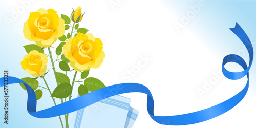 父の日薔薇の花束のイメージ_バナーフレーム（2：1）_ベクターイラスト