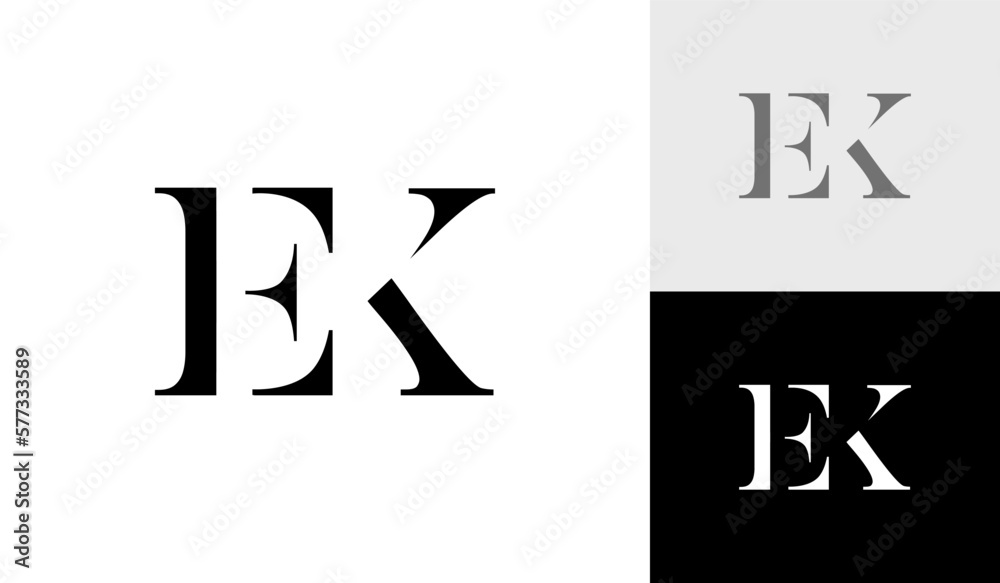 Luxury letter EK initial monogram logo design Luxury letter EK initial monogram logo design