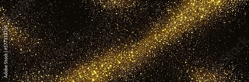 Gold glitter shimmer dust shiny lights particles dark abstract background, generative AI