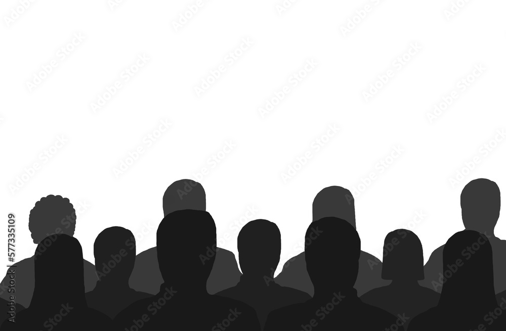 Obraz premium Silhouette of people sitting in a room in black and white.