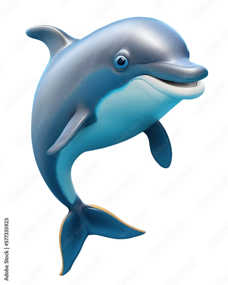 Cute Dolphin, isolated background. Generative Ai Cute Dolphin, isolated background. Generative Ai
