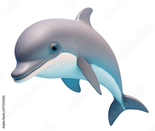 Dolphin  3D style  isolated background. Generative Ai