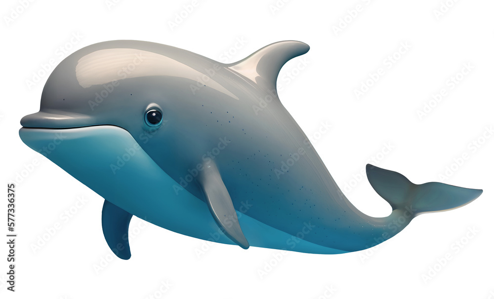 Cute 3D Dolphin cartoon, isolated background. Generative Ai Cute 3D Dolphin cartoon, isolated background. Generative Ai