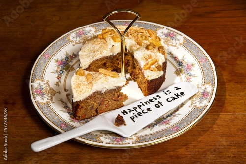 Carrot cake with cake slice