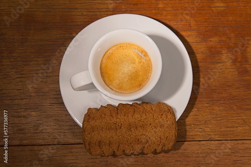 Espresso Coffee with a biscuit