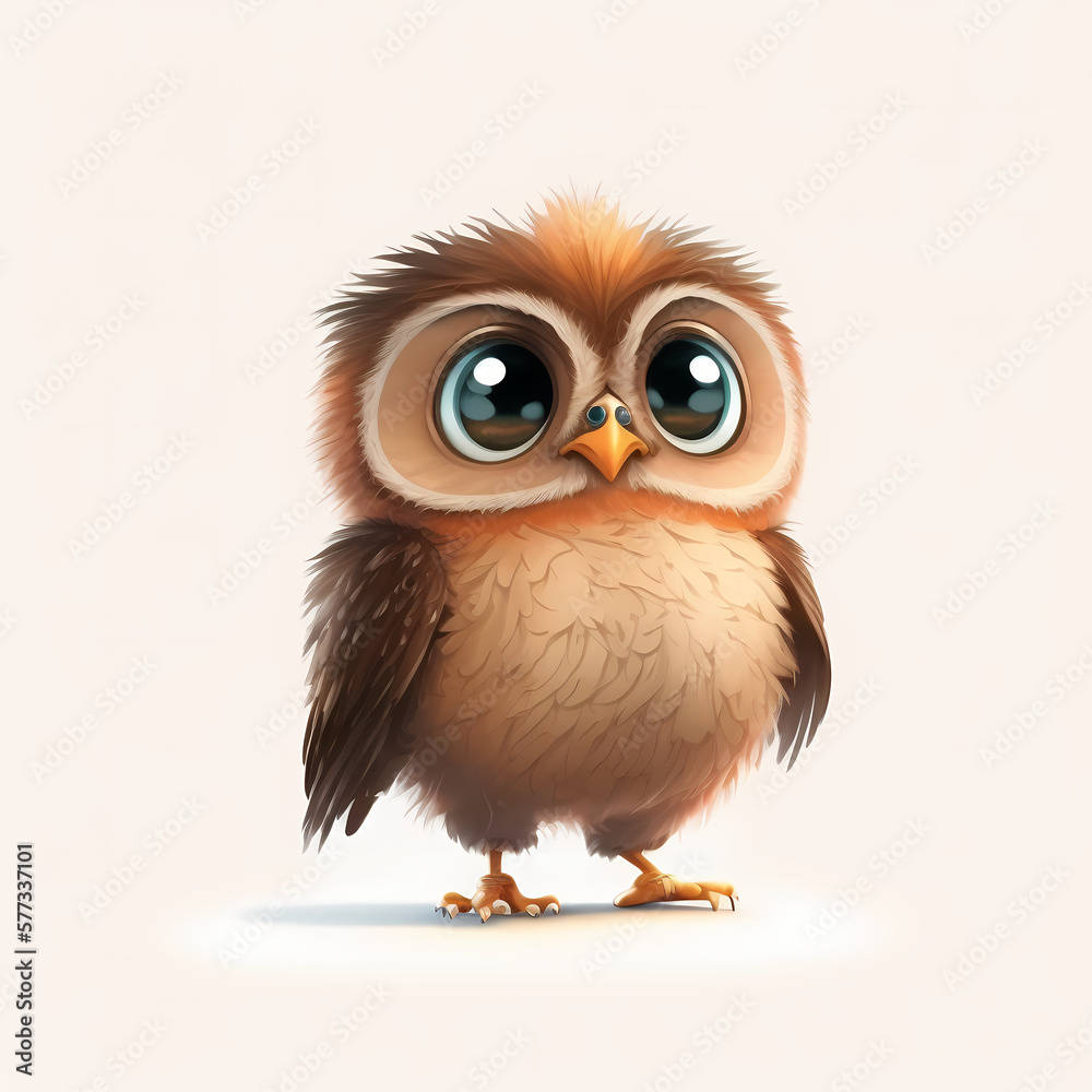 Owl Isolated White. Generative AI