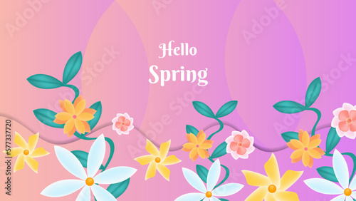 Soft pink spring wallpaper paper style. Botanical flower vector background © GarlicDesign