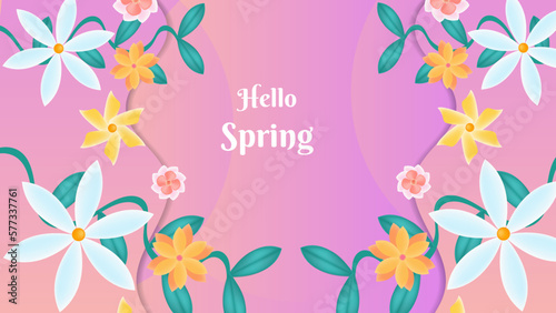 Soft pink spring wallpaper paper style. Botanical flower vector background