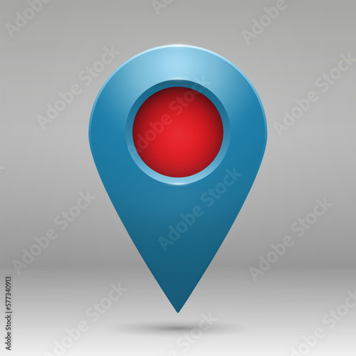 Free Download The geolocation icon is blue with highlights and shadows on a gray gradient background. Realistic pin code icon of the geolocation map. Vector EPS 10. - GFXLoad