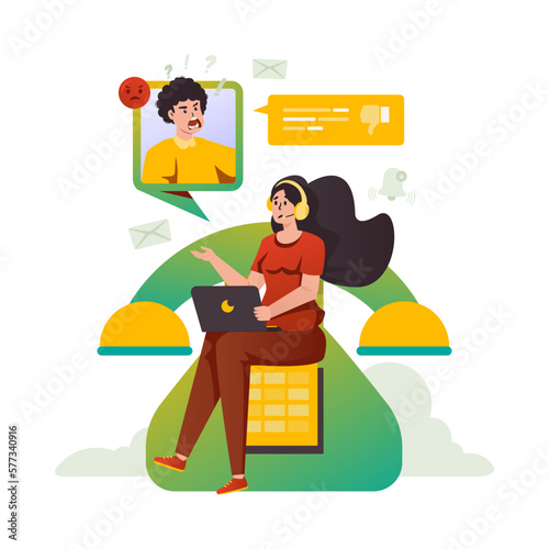 Customer care handle complaint flat design