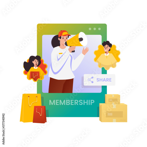 Shopping membership program customer loyalty vector illustration
