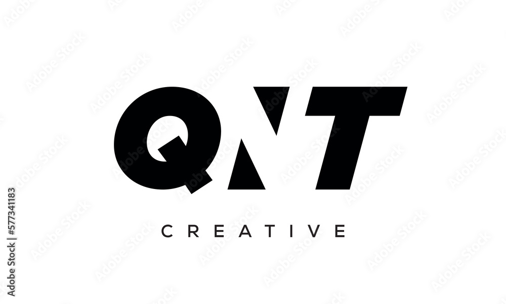 QNT letters negative space logo design. creative typography monogram vector QNT letters negative space logo design. creative typography monogram vector