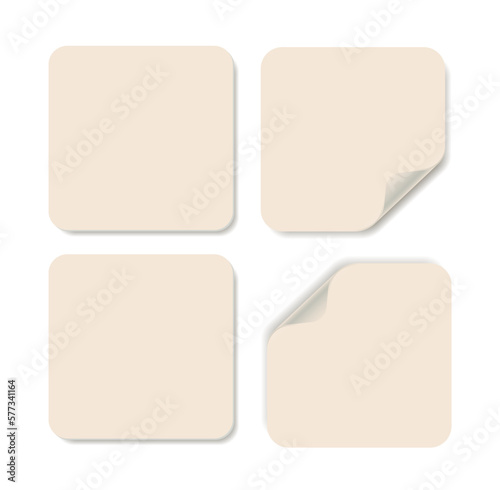 A set of square stickers.
 Vector realistic paper stickers selling tags isolated on a white background.