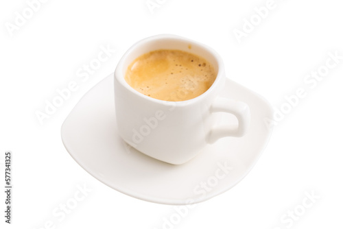 White espresso Americano ristretto cup, transparent background, isolated png.