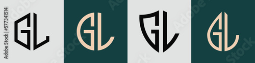 Creative simple Initial Letters GL Logo Designs Bundle.