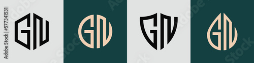 Creative simple Initial Letters GN Logo Designs Bundle. photo