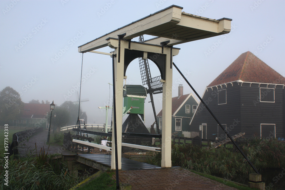 bridge in the fog, Zaance Schans bridge in the fog, Zaance Schans