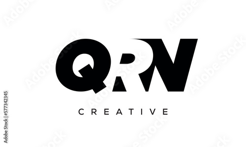 QRN letters negative space logo design. creative typography monogram vector