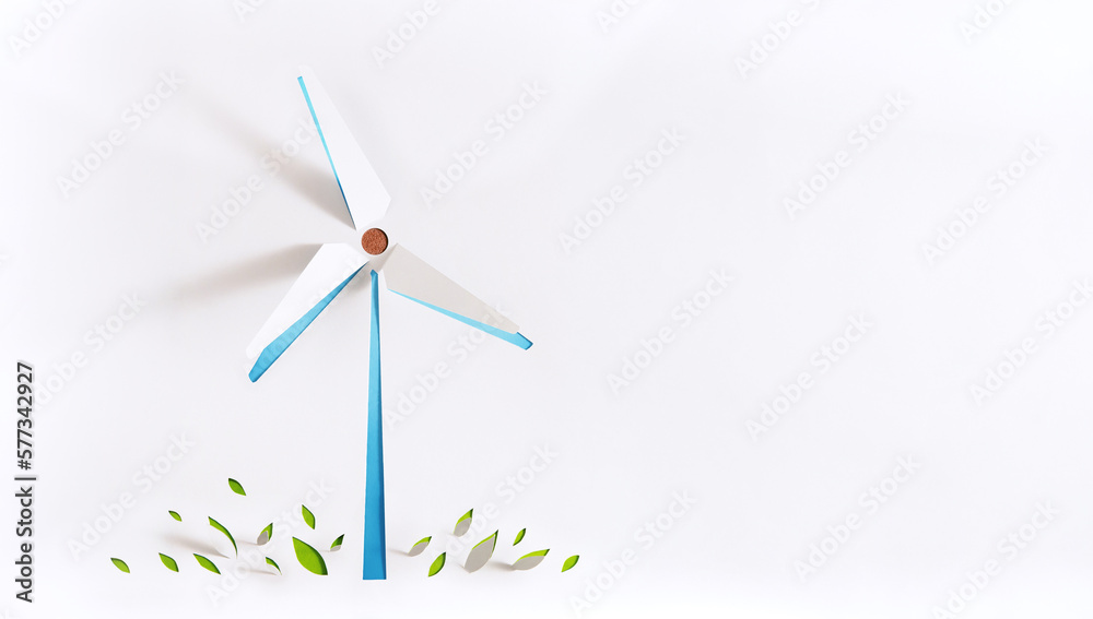 Renewable Energy Concepts. Paper Cat as Wind Power and Meadow. Carbon