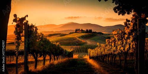Toscana , vineyard, pastoral scene , Sunrice Landscape. ai generative © ZoomTeam