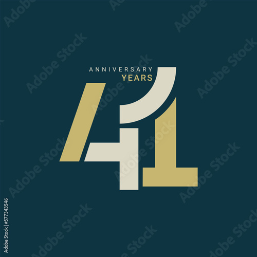 41st, 41 Years Anniversary Logo, birthday,  Vector Template Design element for birthday, invitation, wedding, jubilee and greeting card illustration.