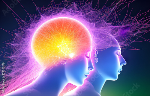 Human mental energy abstract illustration, generated ai