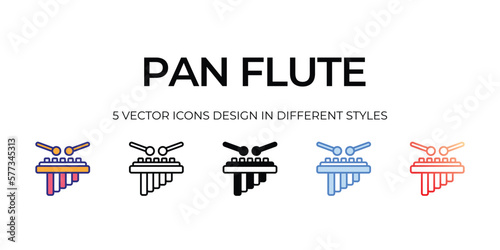 pan flute Icon Design in Five style with Editable Stroke. Line, Solid, Flat Line, Duo Tone Color, and Color Gradient Line. Suitable for Web Page, Mobile App, UI, UX and GUI design.