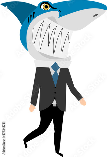 Businessman shark cartoon vector isolated
