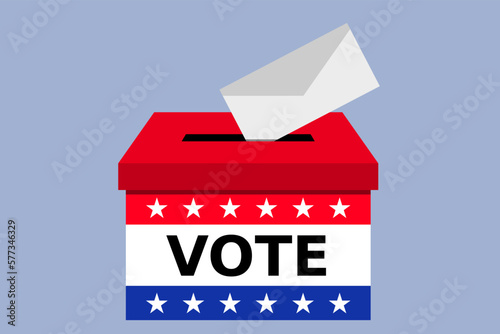 Voting concept envelope inserted in Ballot box or urn vector isolated - United States of America