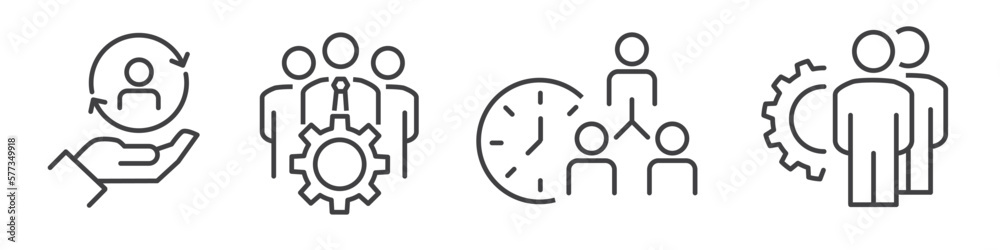 Business vector icon collection on white background - teamwork and process vector illustration set Business vector icon collection on white background - teamwork and process vector illustration set
