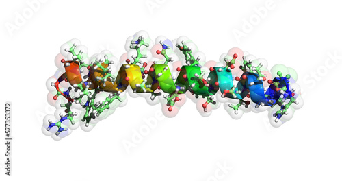 Semaglutide, Ozempic, Wegovy, Rybelsus, Zepbound antidiabetic and weight loss medication 3D molecule,  4K photo