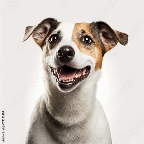 happy jack russell terrier dog in wight background