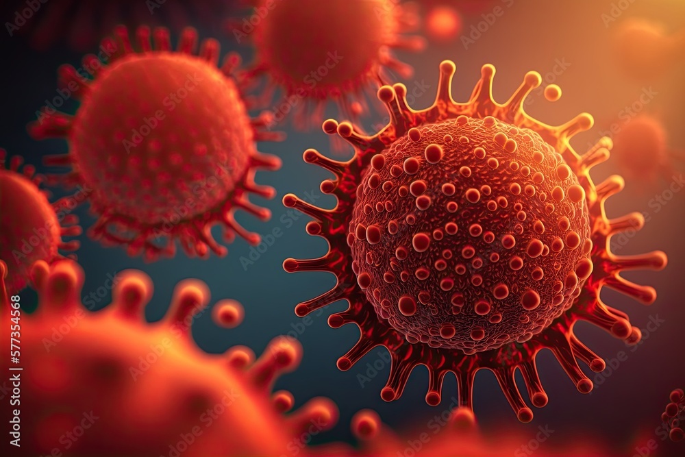 Close up virus and bacteria. Generative AI Close up virus and bacteria. Generative AI