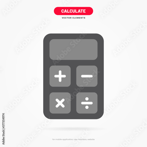 Calculator icon vector on white background. Savings, finances sign. Economy calculate. Four operations, multiplication, addition, subtraction, dividing, division. For UI, UX, website, mobile app. 