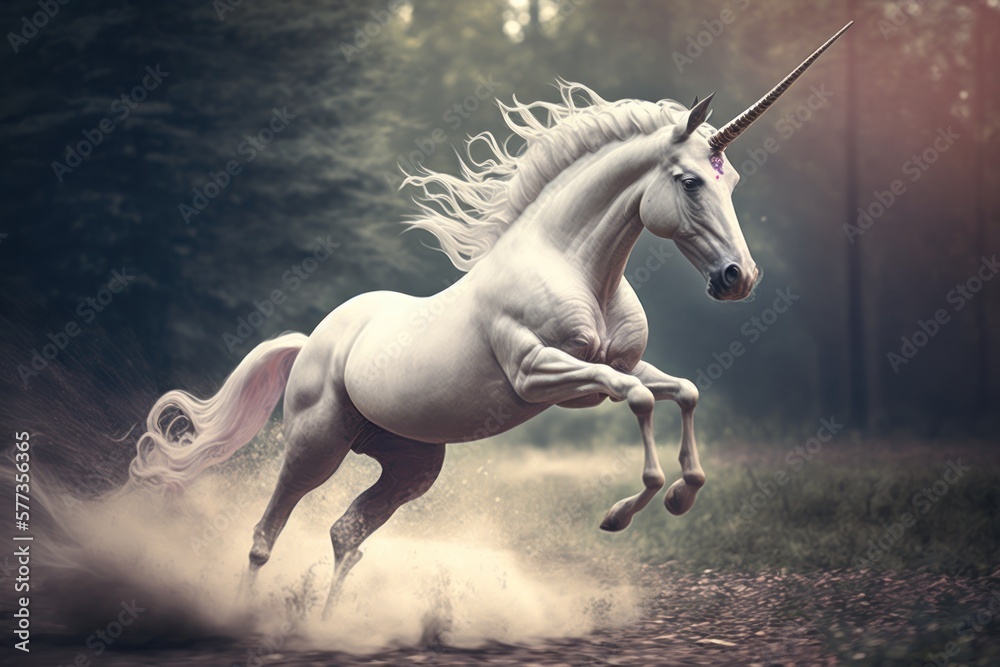 Running White Unicorn Wallpaper Background Illustration 