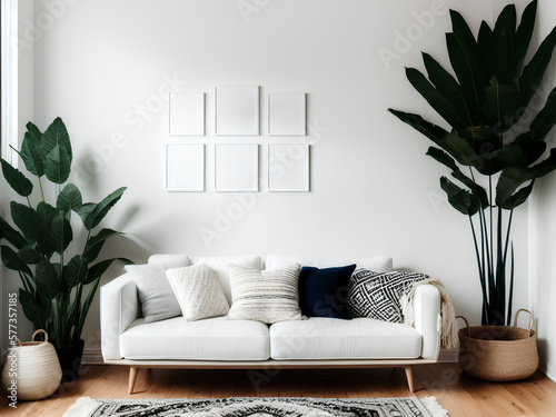modern interior mock-up, Mockup poster frame close up, 3d,generative AI