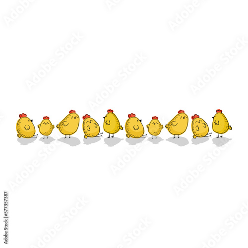 Border with cute carton chicken