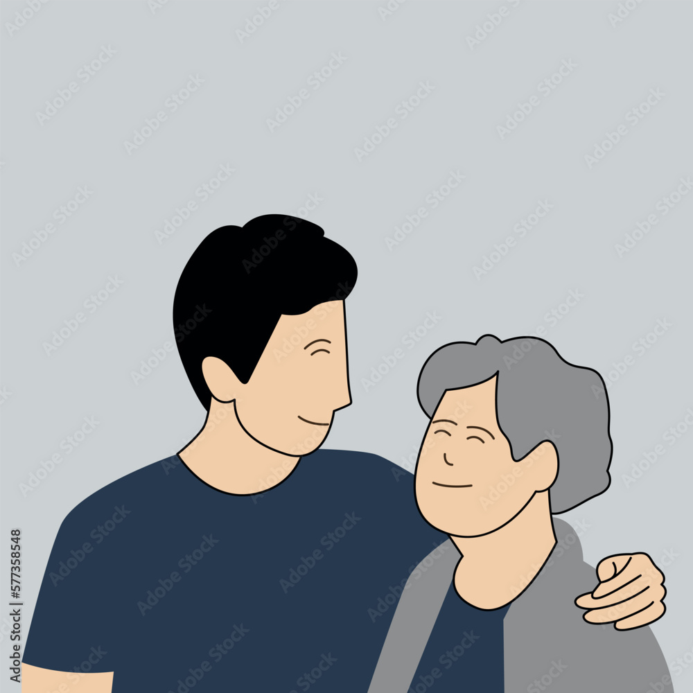 Fototapeta premium man with his old mother
