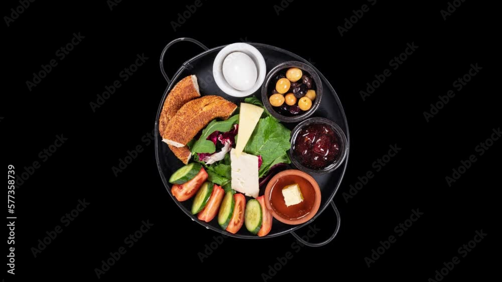 breakfast plate on isolated black background breakfast plate on isolated black background