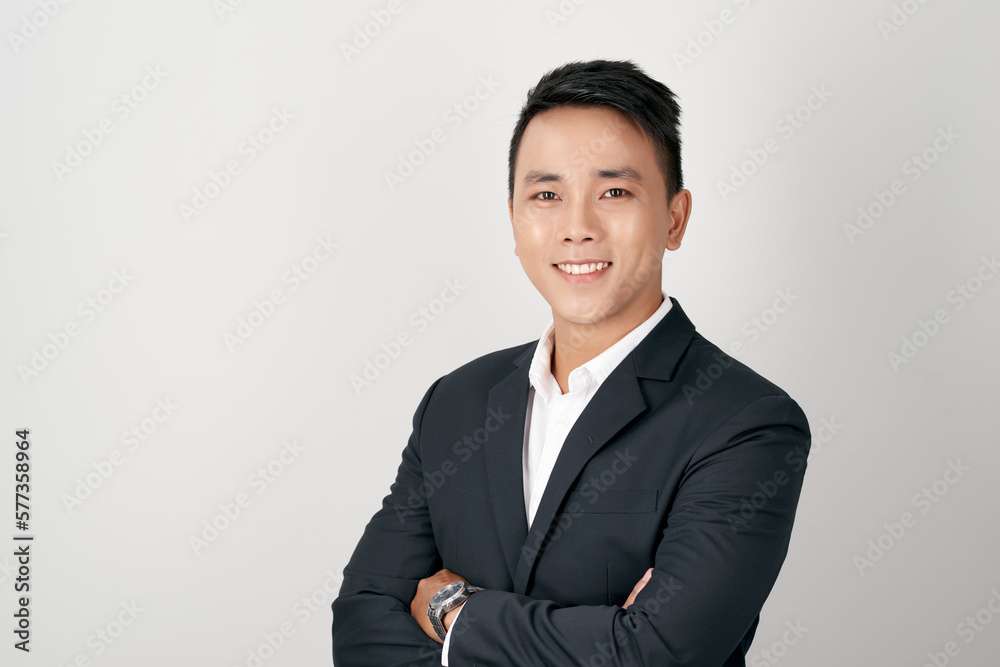 Friendly and smiling businessman with reliability isolated on white background Friendly and smiling businessman with reliability isolated on white background