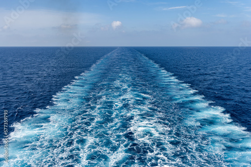 Fototapeta Naklejka Na Ścianę i Meble -  Stern wave of a ferry or cruise ship