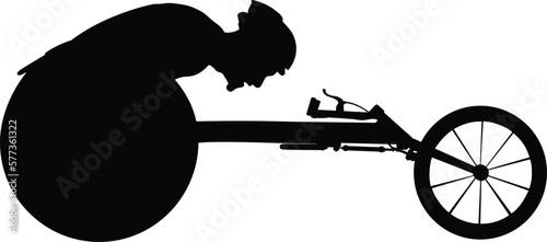 disabled athlete in racing wheelchair black silhouette