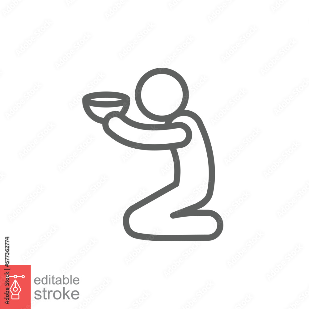 Poverty line icon. Simple outline style. Homeless, beggar, hunger and poor concept. Vector illustration isolated on white background. Editable stroke EPS 10. Poverty line icon. Simple outline style. Homeless, beggar, hunger and poor concept. Vector illustration isolated on white background. Editable stroke EPS 10.