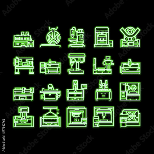 Metal Working Machine neon glow icon illustration
