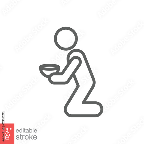 Poverty line icon. Simple outline style. Homeless, beggar, hunger and poor concept. Vector illustration isolated on white background. Editable stroke EPS 10.