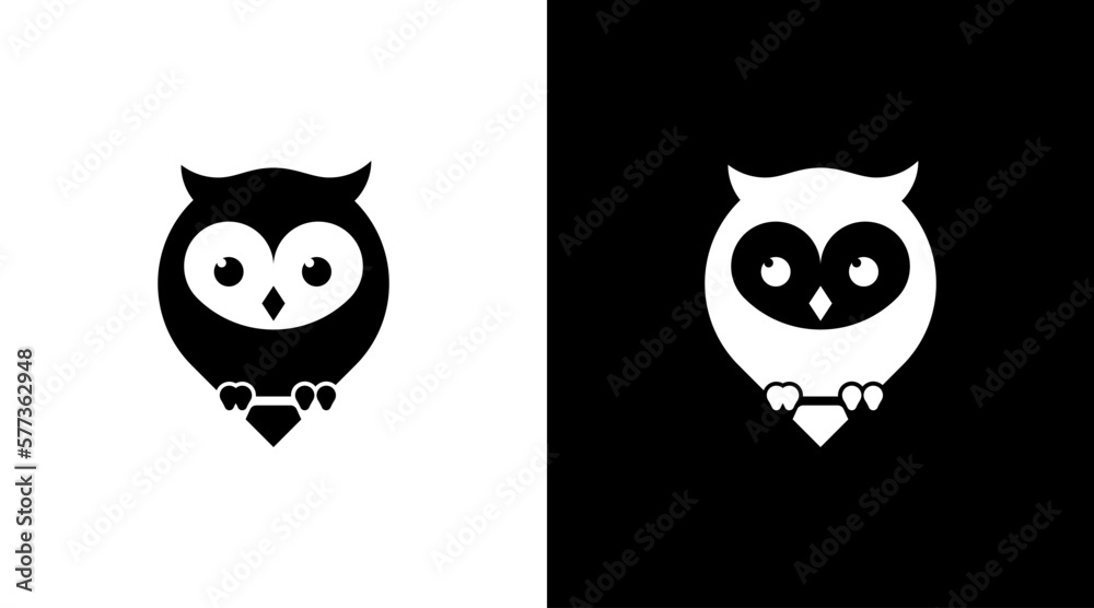 cute owl bird cartoon logo icon Design template