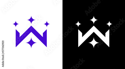 letter w and elegant crown jewelry logo monogram vector icon Design template