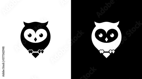cute owl bird cartoon logo icon Design template
